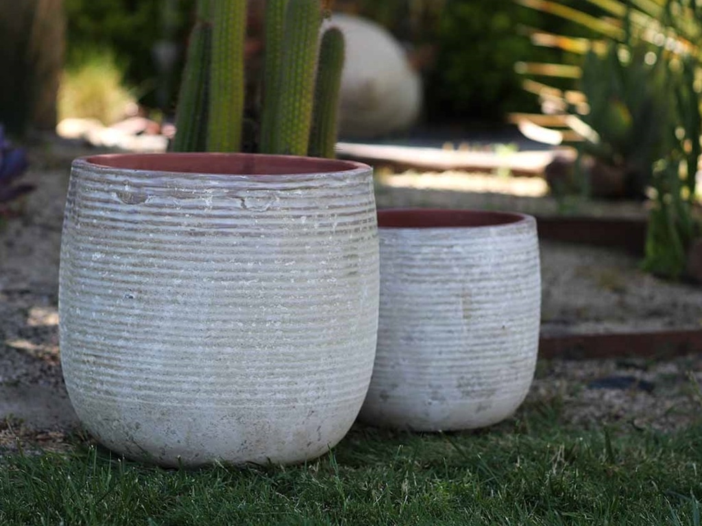 [PV-CG8256AGW-S2] ZINNIA PLANTER, AEGEAN WHITE, SET OF 2- 15.5: X 15.0", 12.0" X 11.5"