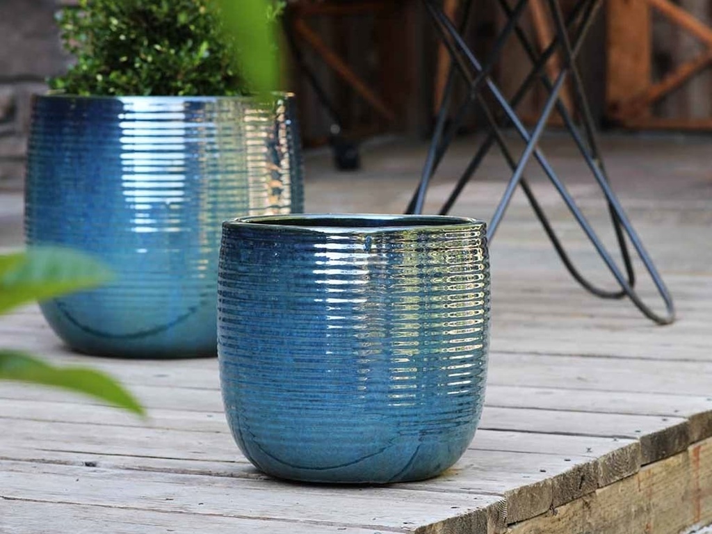 [PV-CG8256GNM-S2] ZINNIA PLANTER, GREEN  MIRAGE, SET OF 2- 15.5: X 15.0", 12.0" X 11.5"