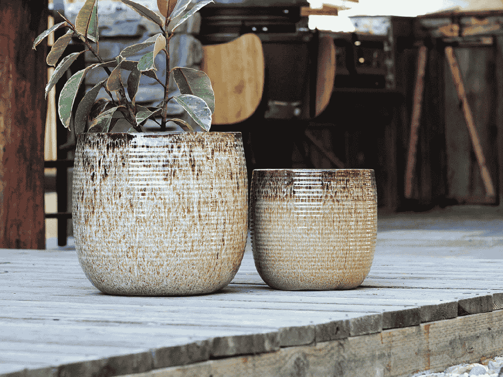 [PV-CG8256LMC-S2] ZINNIA PLANTER, LIGHT MOCHA,SET OF 2- 15.5: X 15.0", 12.0" X 11.5"