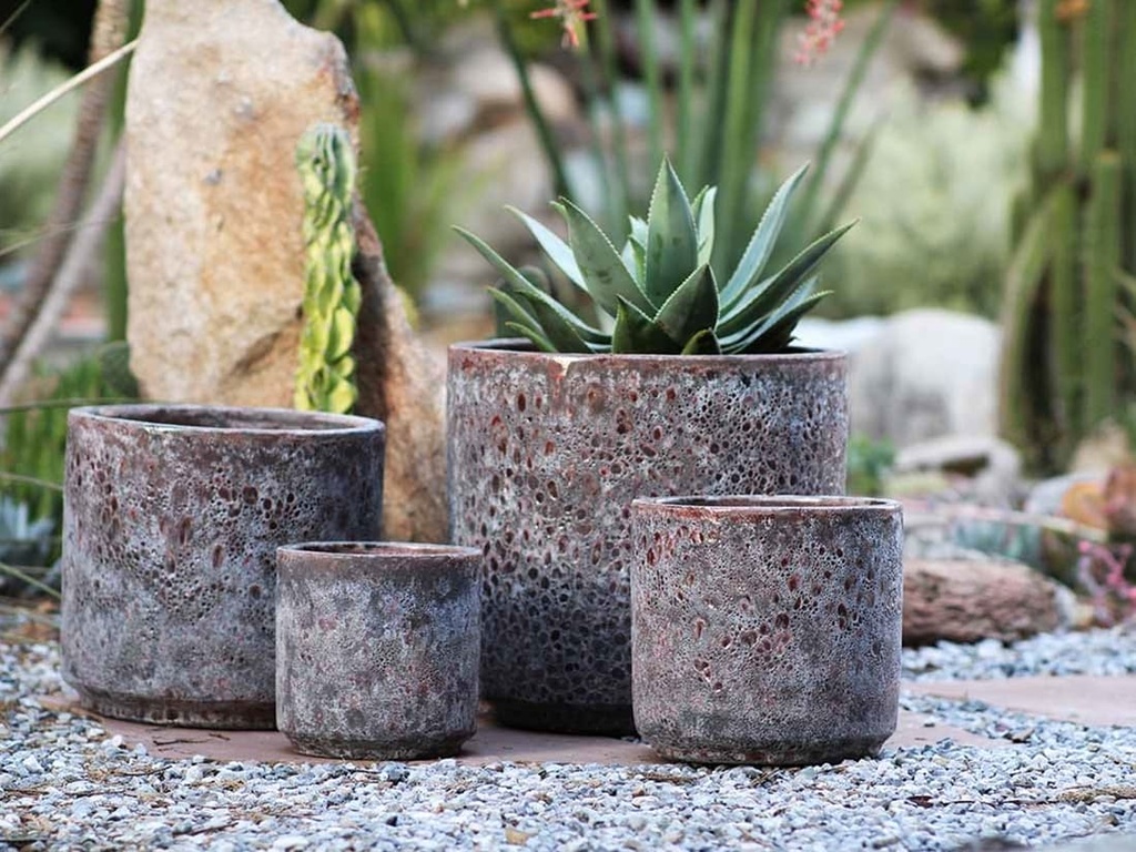 [PV-CG8257CRR-S4] REDONDO PLANTER MID, CORAL RED REEF, SET OF 4- 19.5"x18", 15.5"X14.5", 12.5"X12", 9.5"X8.5"