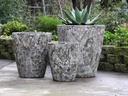 EXTRA LARGE BUCKET PLANTER, CORAL GREY, SET OF 3- 22.0"X23.0", 17.5"X19.5", 13.5"X15.5"