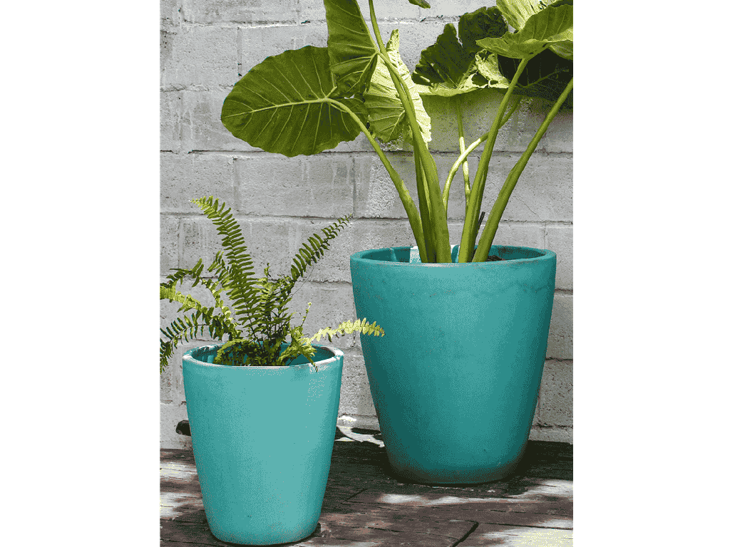 [PV-CG842MTQ-S2] EXTRA LARGE BUCKET PLANTER,  MATTE TURQUOISE, SET OF 2- 17.5"X19.5", 13.5"X15.5"