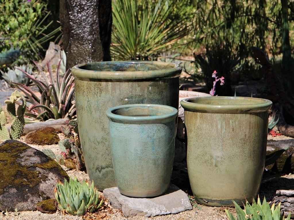 [PV-CG845AJD-S3] TALL GARDEN POT, ANTIQUE JADE, SET OF 3-19.5"X21.5", 15.5"X17.0", 11.5"X13.5"