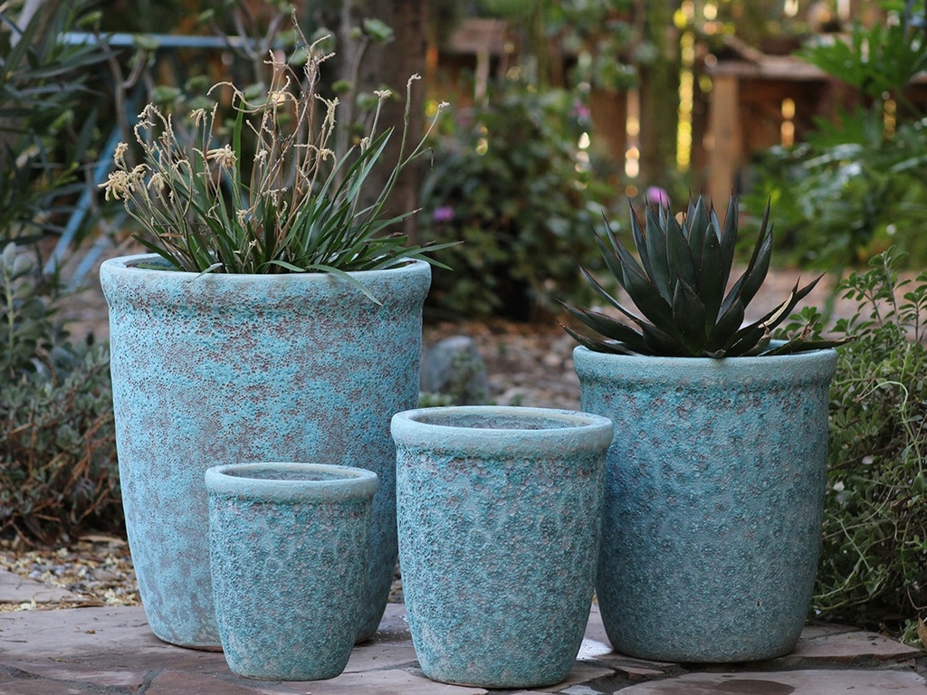 [PV-CG845CGV-S4] TALL GARDEN POT, CORAL GROVE, SET OF 4-23.5" X27", 19.5"X21.5", 15.5"X17.0", 11.5"X13.5"