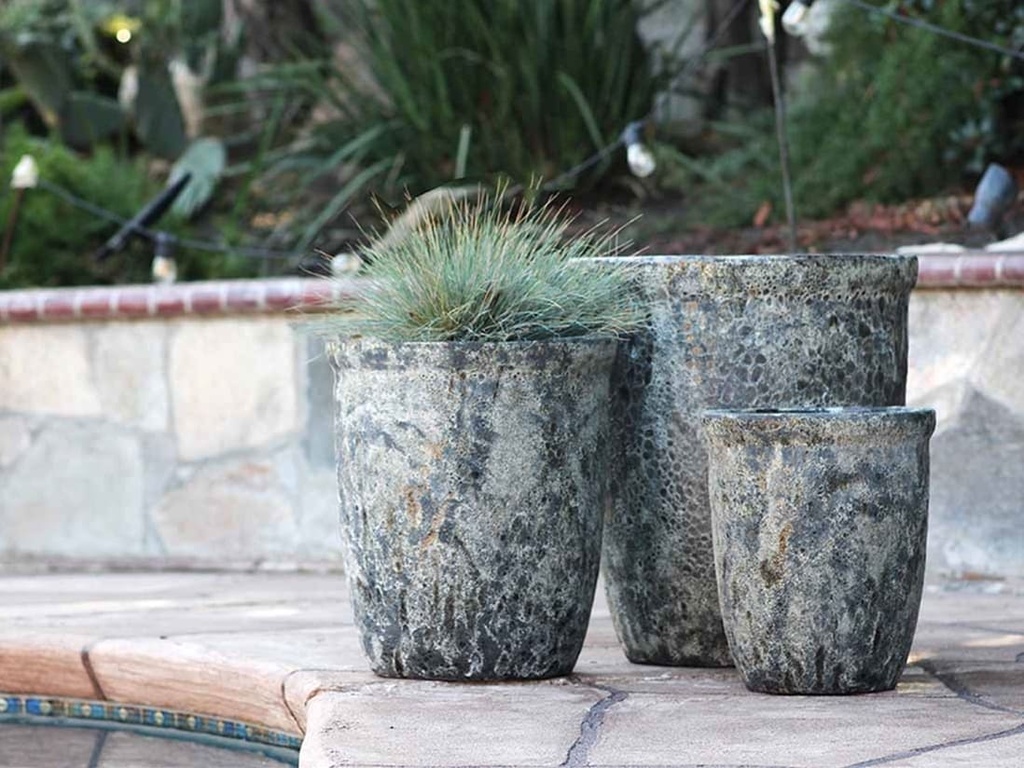 [PV-CG845CGY-S3] TALL GARDEN POT, CORAL GREY, SET OF 3- 19.5"X21.5", 15.5"X17.0", 11.5"X13.5"