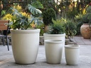TALL GARDEN POTS, WHITE SATIN, SET OF 4-23.5"X27.0", 19.5"X21.5", 15.5"17.0", 11.5"X13.5"