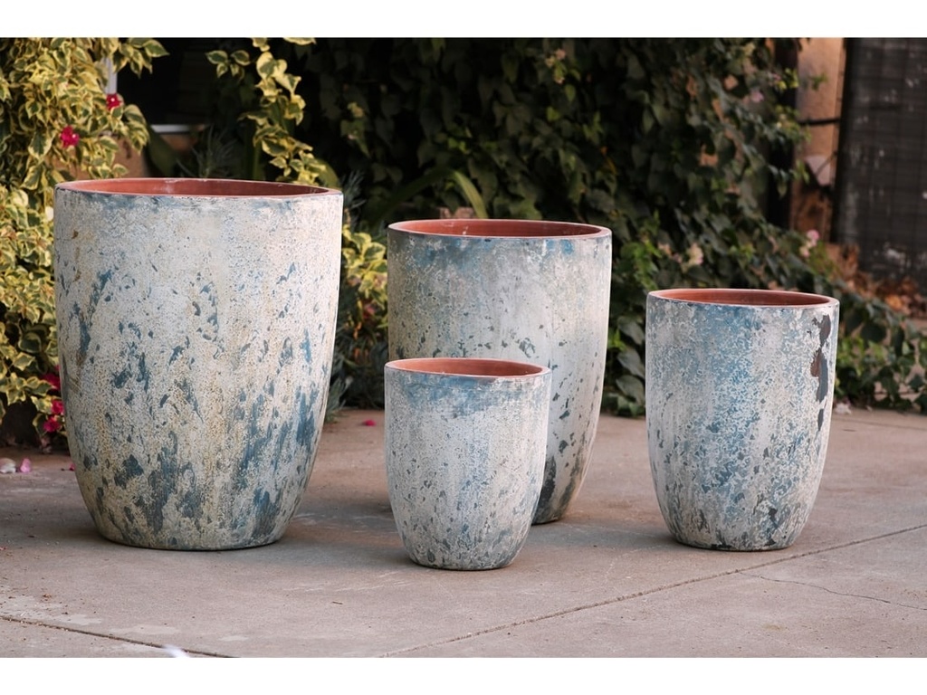 [PV-CG849AGB-S4] TALL MILANO CONE PLANTERS, AEGEAN BLUE, SET OF 4-21.5"X27.0", 17"X23", 13"X18", 11"X14