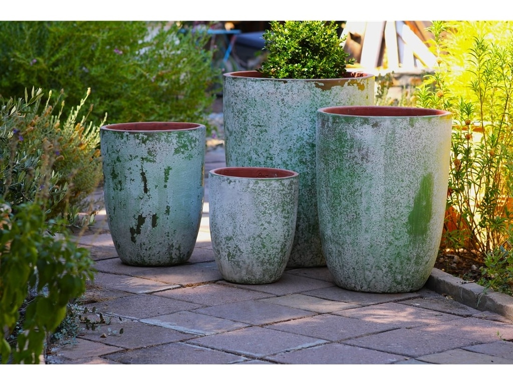[PV-CG849AGG-S4] TALL MILANO CONE PLANTERS, AEGEAN GREEN, SET OF 4- 21.5"X27.0", 17"X23", 13"X18", 11"X14