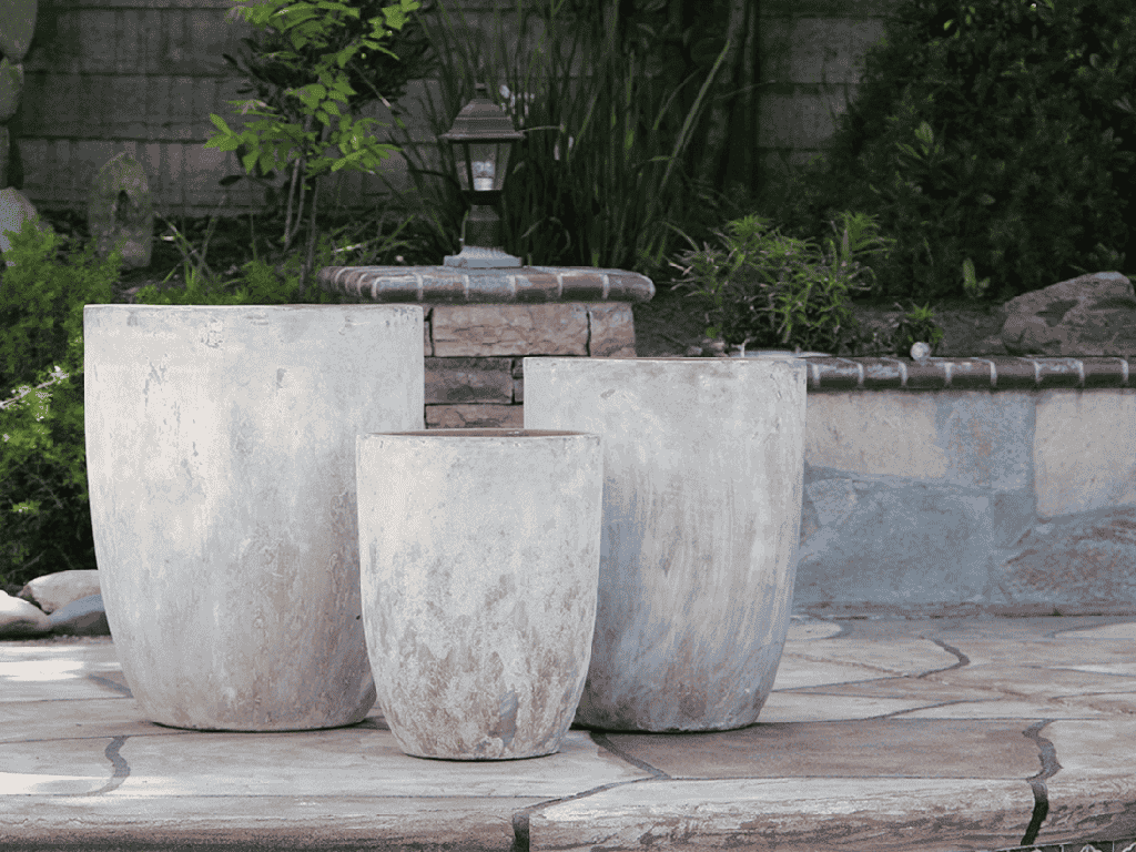 [PV-CG849AGW-S3] TALL MILANO CONE PLANTERS, AEGEAN WHITE, SET OF 3- 17"X23", 13"X18", 11"X14