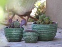 RIBBED BOWLS, AEGEAN GREEN, SET OF 3- 14.5"X10", 11"X75", 8.5"X6.5"