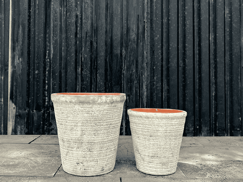 [PV-CGT3002AGW-S2] ENGLISH TUMBLED POTS MEDIUM, AEGEAN WHITE, SET OF 2 - 15.0" X 14.0", 11.0" X 11.0"