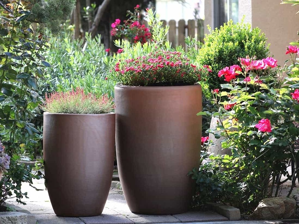 [PV-LB208OGC-S2] TALL BARREL PLANTER, ORGANIC CLAY, SET OF 2 - 22"X32.5", 18"X26"