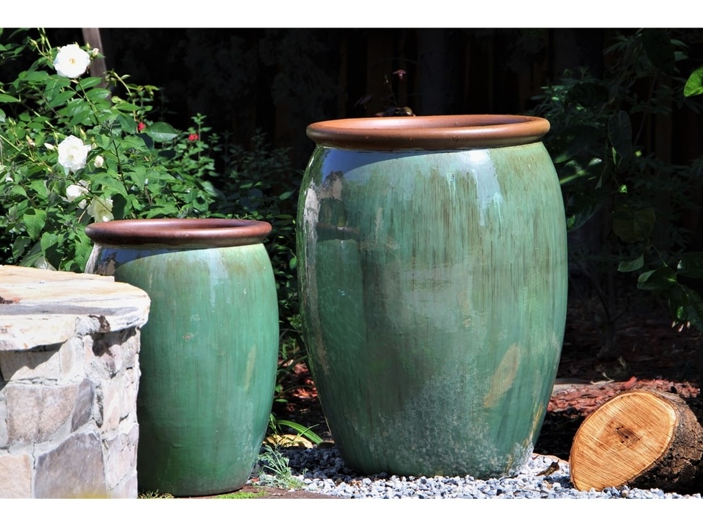 [PV-LB280GNS-S2] ROLL RIM URN PLANTER , GREEN STREAM, SET OF 2 - 23.5"X30.5", 16"X22.5"