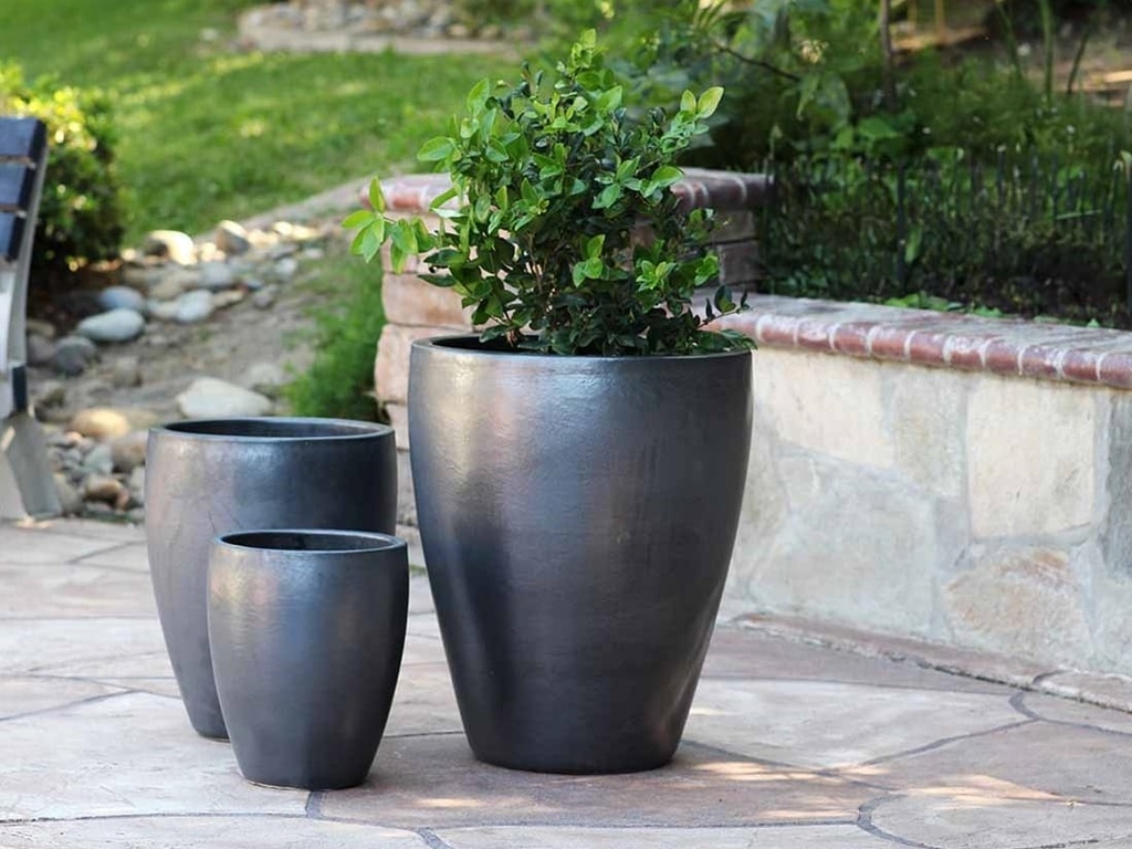 [PV-LB5016MK-S3] CATALINA POTS, MATTE BLACK,  SET OF 3- 20.0"x24.5", 15.5"x18.5", 12.0"x13.5"