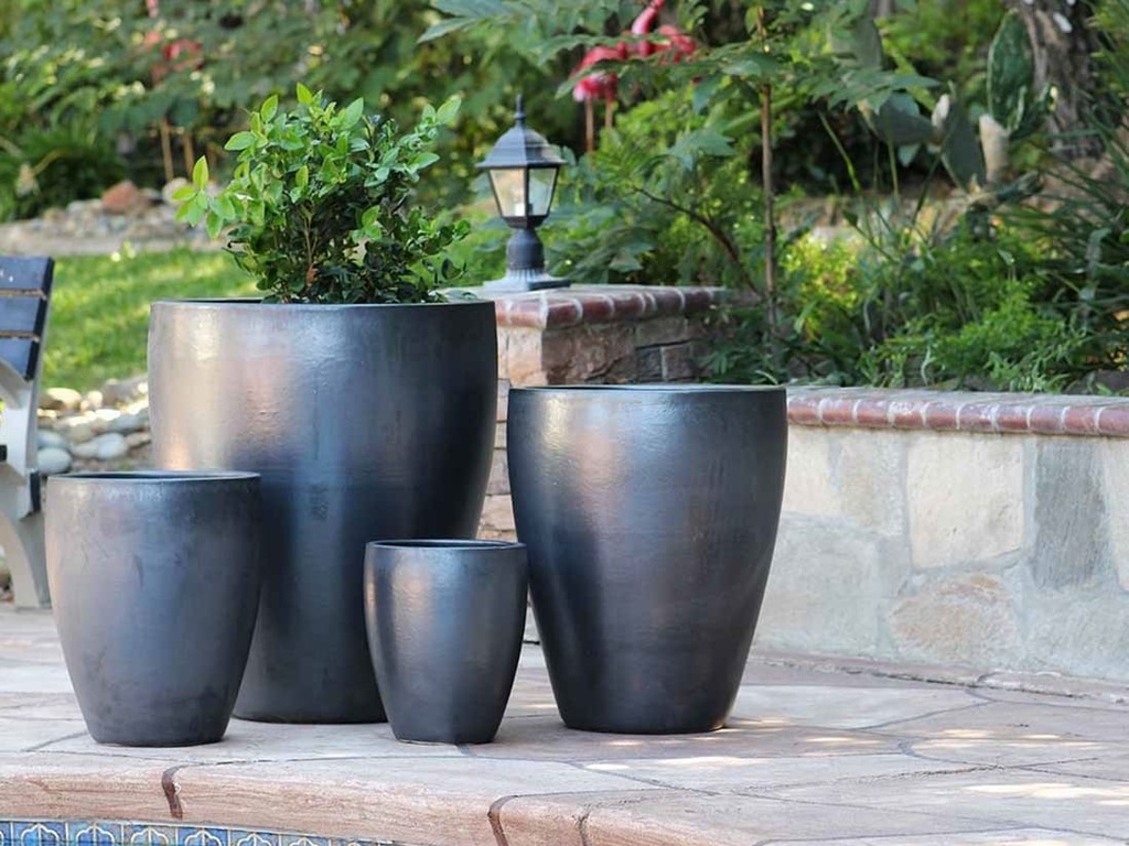 [PV-LB5016MK-S4] CATALINA POTS, MATTE BLACK, SET OF 4- 26.0"x29.5", 20.0"x24.5", 15.5"x18.5", 12.0"x13.5"