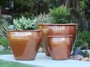 FISH BOWL POTS NEW, MATTE BRONZE, SET OF 3- 30"X25", 23"X21", 17.5"X17"