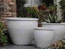 FISH BOWL NEW POTS, WHITE WHITE, SET OF 3- 30"X25", 23"X21", 17.5"X17"