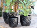 BERBER PLANTER, BLACK, SET OF 3 - 18.0" X 15.0", 14.0" X 12.0", 11.5" X 12.0"