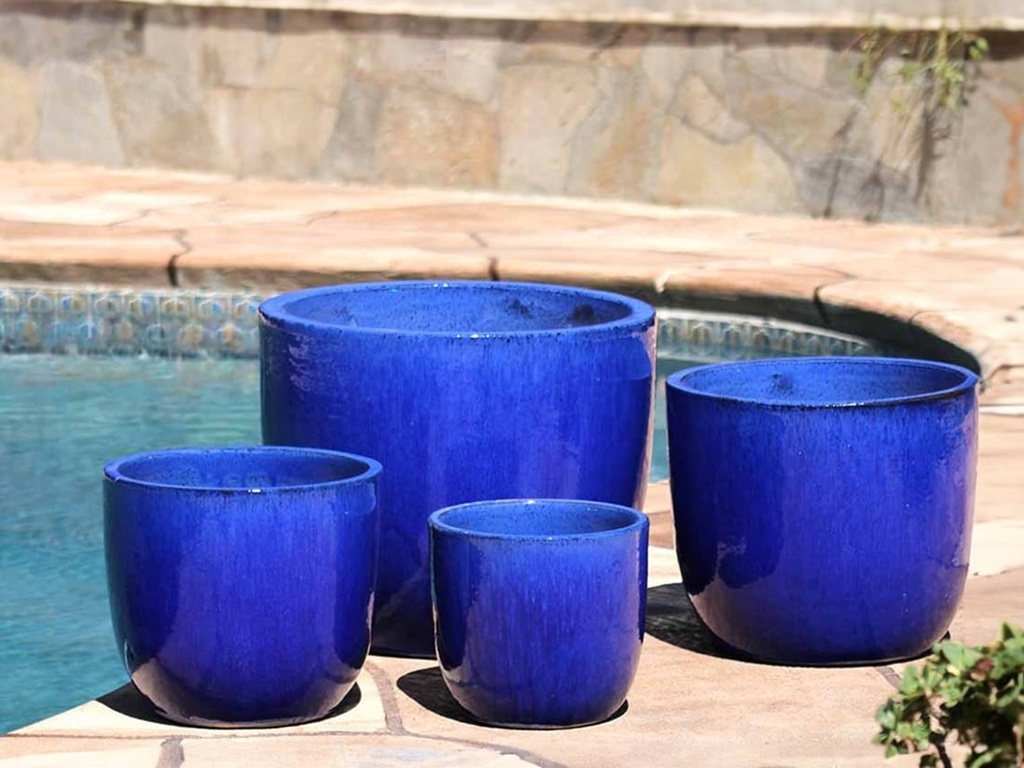 [PV-LB515FB-S4] EGG SHELL POTS, FALLING BLUE, SET OF 4  22.5" X 18.0", 17.5" X 15.0", 14.0" X 12.0", 11.5" X 12.0"