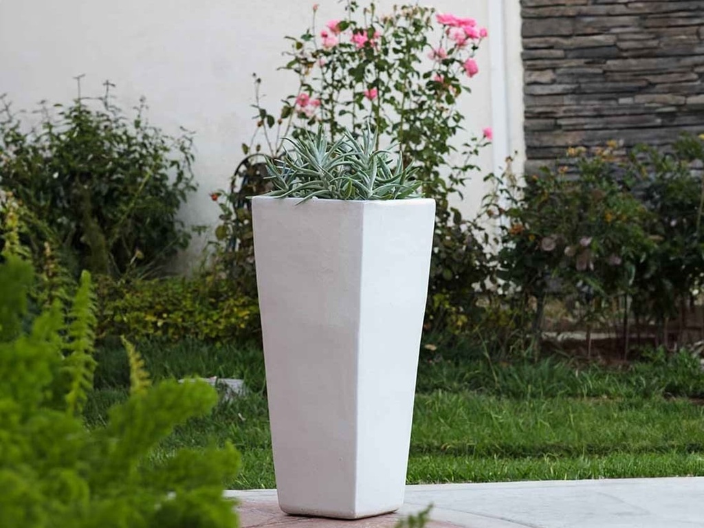[PV-LB534WWH-B] MEDIUM SLIM SQUARE PLANTER, WHITE WHITE, SIZE B, 15.5”X34.5”