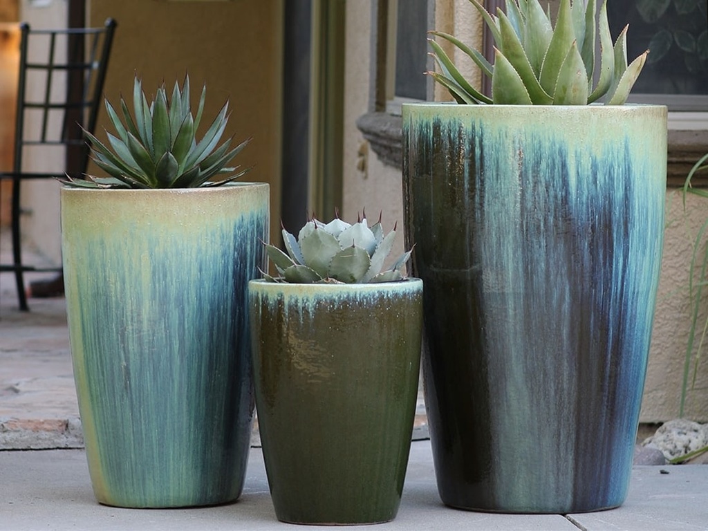 [PV-LB550CSG-S3] SLIM X-LARGE PLANTER, CRYSTAL GREEN, SET OF 3- 20.5"x32.5", 16.5"x25.5",  13.0"X17.5"