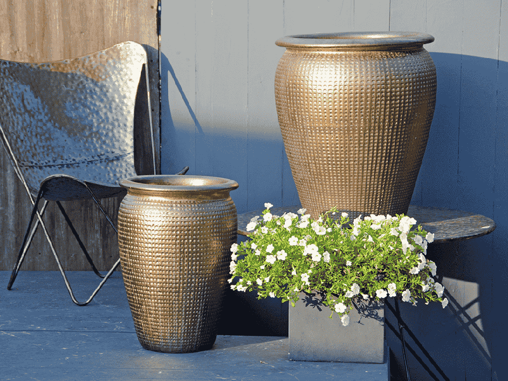 MANHATTAN JAR PLANTER, SILVER BRONZE, SET OF 2 - 22.5" X 27.5", 14.0" X 22.0"