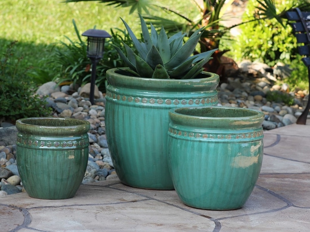[PV-LB566GNS-S3] DECOR PLANTER, GREEN STREAM, SET OF 3 - 19.0" X 19.0", 15.5" X 15.0", 12.0" X 12.0"