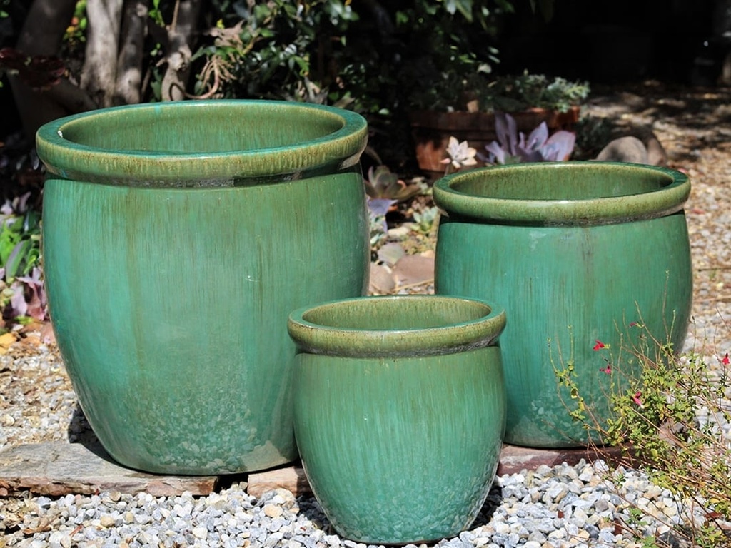 LARGE NO DECOR PLANTER, GREEN STREAM, SET OF 4 - 24.0" X 22.0", 19.0" X 19.0", 15.5" X 15.0", 12.0" X 12.0"