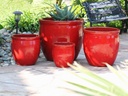 LARGE NO DECOR PLANTER, LAVISH RED, SET OF 4 - 24.0" X 22.0", 19.0" X 19.0", 15.5" X 15.0", 12.0" X 12.0"