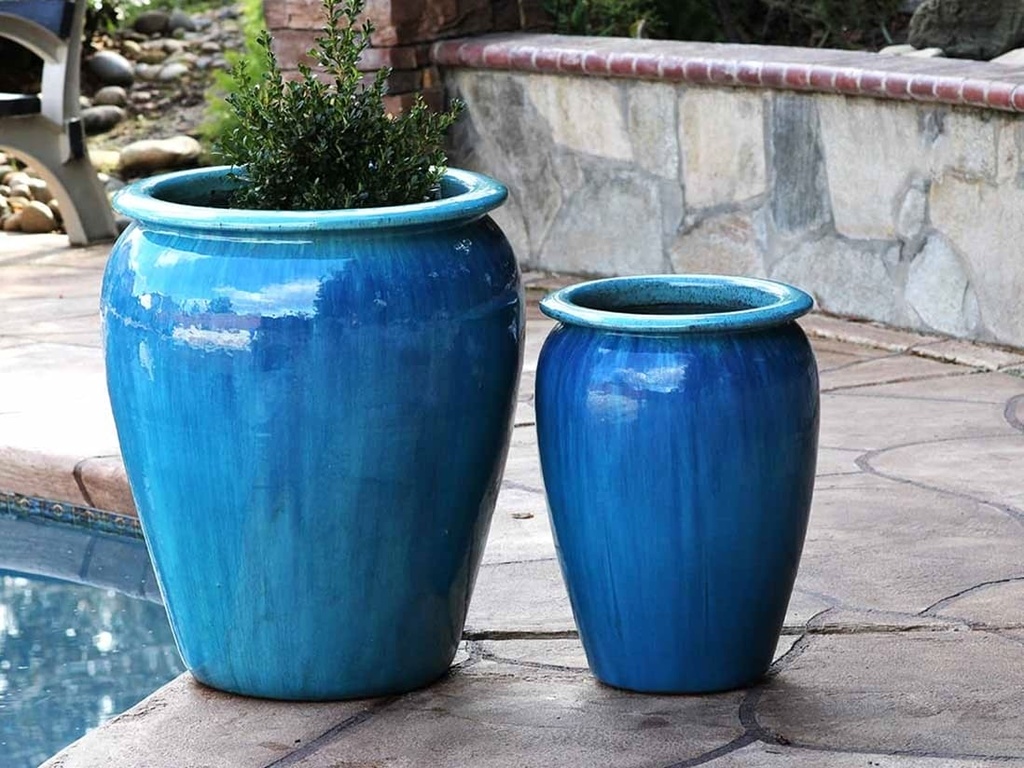 [PV-LB569FAQ-S2] URN SMOOTH FINISHED, FALLING AQUA, SET OF 2 - 22.5" X 27.5", 14.0" X 22.0"