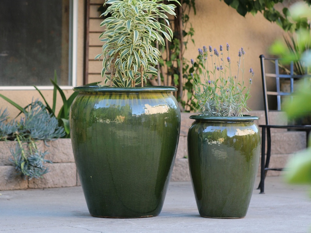 [PV-LB569FRG-S2] URN SMOOTH FINISHED, FERN GREEN,SET OF 2 - 22.5" X 27.5", 14.0" X 22.0"