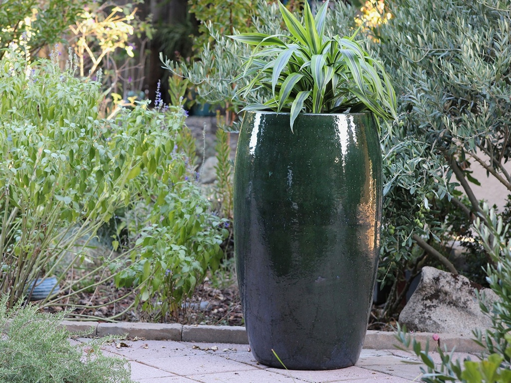 [PV-LB578EMG] DRUM SHAPED PLANTER, EMERALD GREEN, 20.0" X 35.0"