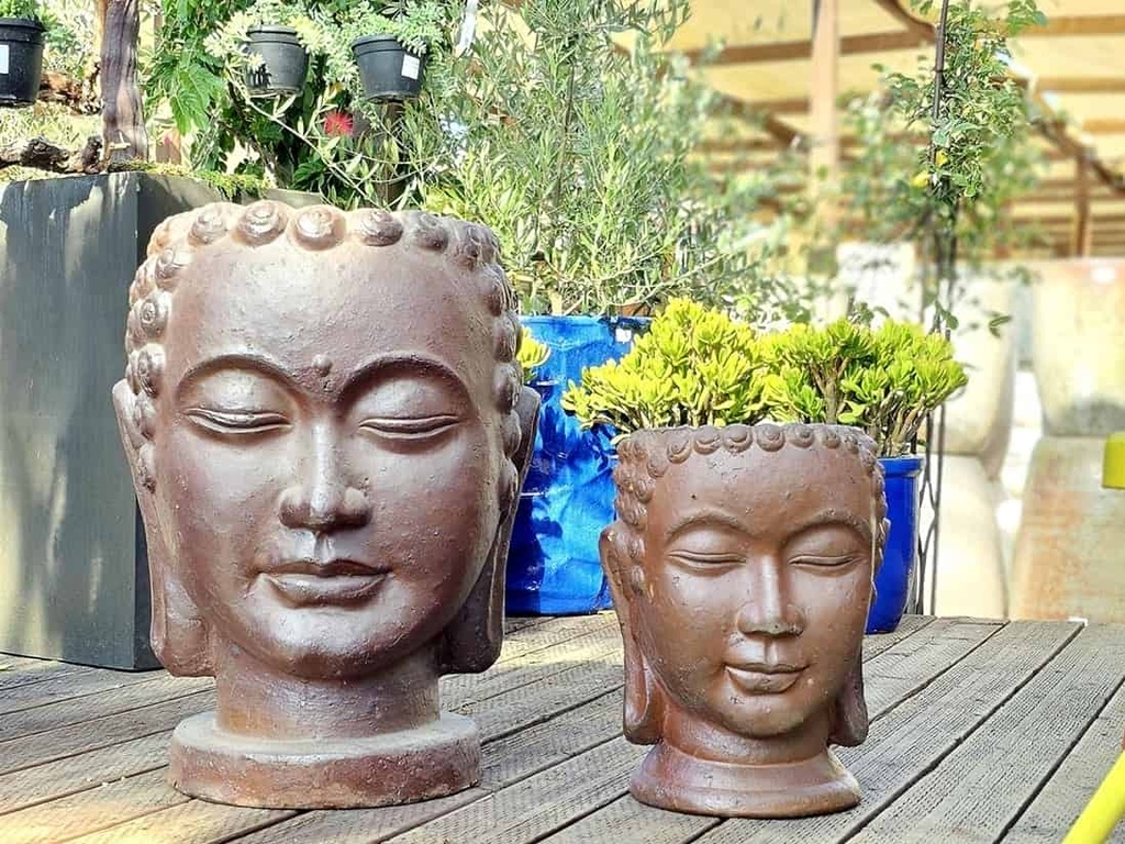 [PV-LBST07EAW-B] MEDIUM BUDDHA HEAD PLANTER, EARTHENWARE, SIZE B, 13.0"X17.5"