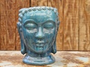 MEDIUM BUDDHA HEAD PLANTER, FALLING AQUA, SIZE B, 13.0"X17.5"
