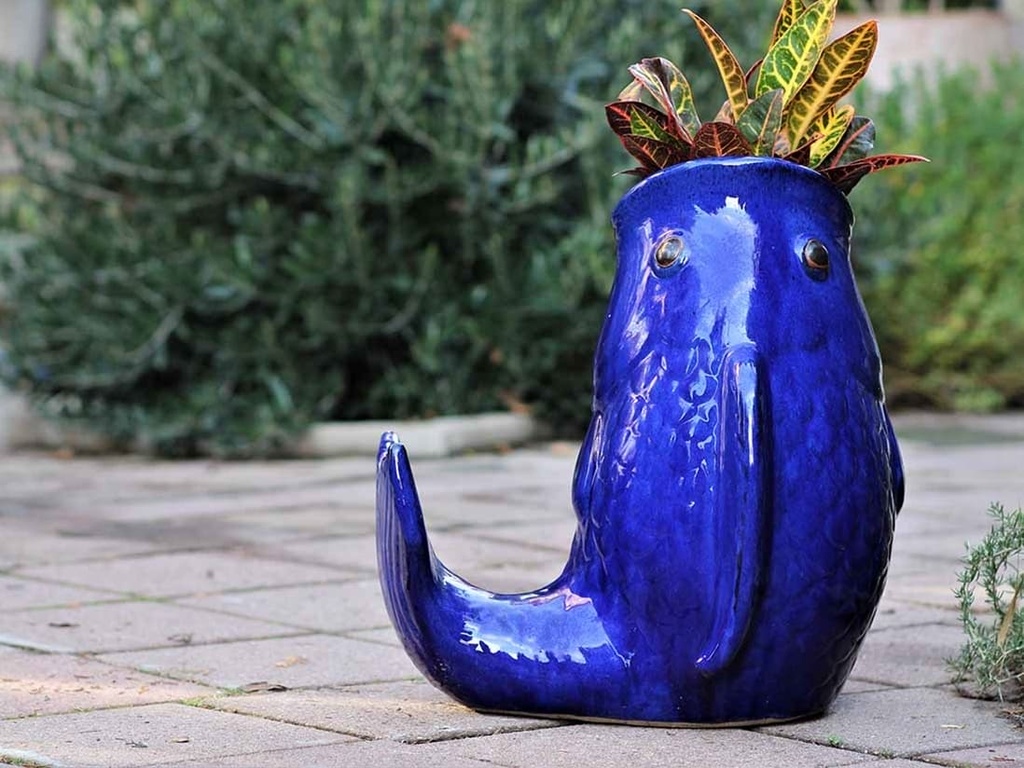 [PV-LBST11FB-A] LARGE LEAPING CARP, FALLING BLUE 18"X17"X20"