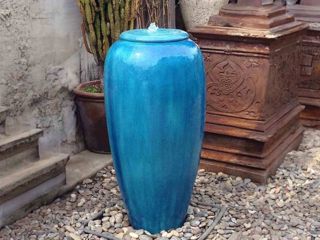 [PV-LBW269FAQ-B] LARGE TALL JAR, FOUNTAIN, FALLING AQUA, SIZE B, 22"X46.5"  (BASE/PUMP SOLD SEPERATELY)