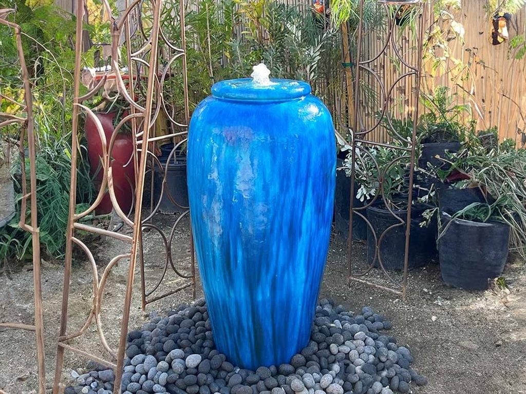[PV-LBW269FB-B] LARGE TALL JAR, FOUNTAIN, FALLING BLUE, SIZE B, 22"X46.5"  (BASE/PUMP SOLD SEPERATELY)
