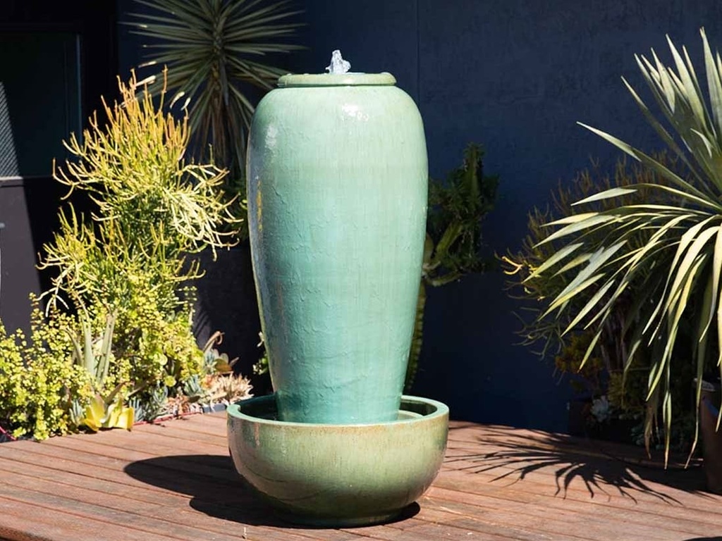[PV-LBW269GNS-C] MEDIUM TALL JAR, FOUNTAIN, GREEN STREAM, SIZE C, 20"36"  (BASE/PUMP SOLD SEPERATELY)