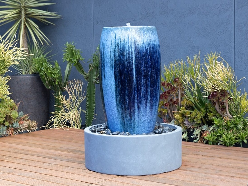 [PV-LBW578CSB] DRUM SHAPE FOUNTAIN, CRYSTAL BLUE,  20"X35"  (BASE/PUMP SOLD SEPERATELY)