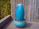 DRUM SHAPE POT, FOUNTAIN, FALLING AQUA, SIZE B, 13.5"X29.5"  (BASE/PUMP SOLD SEPERATELY)