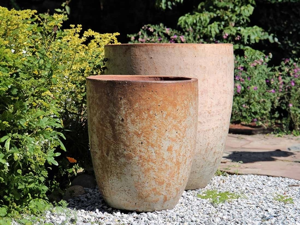 [PV-TS0124HWH-S2] RIMLESS PARCO ALTO PLANTER, HEIRLOOM WHITE, SET OF 2 - 25.0" X 29.0", 19.0" X 25.0"