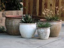 STANDARD GARDEN POT, HEIRLOOM WHITE, SET OF 4 - 23.5" X 17.0", 19.5" X 15.0", 14.5" X 13.0", 11.0" X 9.5"