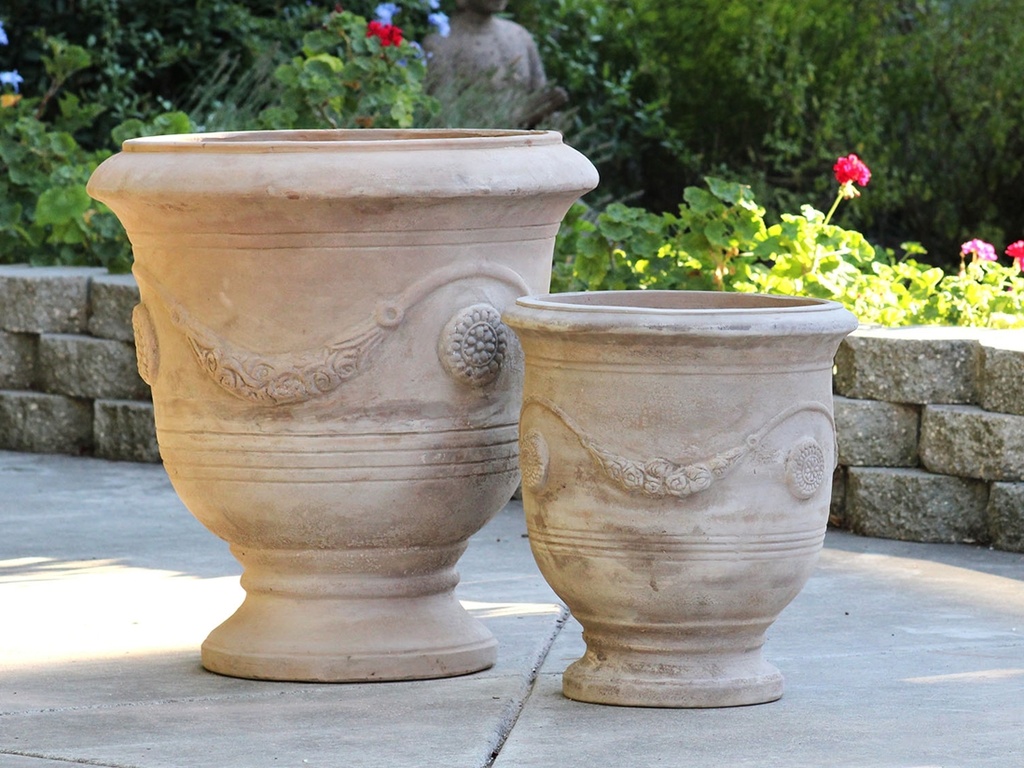 [PV-TS3322HLC-S2] FAIENCE URN, HEIRLOOM CLAY, 22.0"X26.0", 14.0"X17.0", BOTTOM 16.0", AND 8.0"