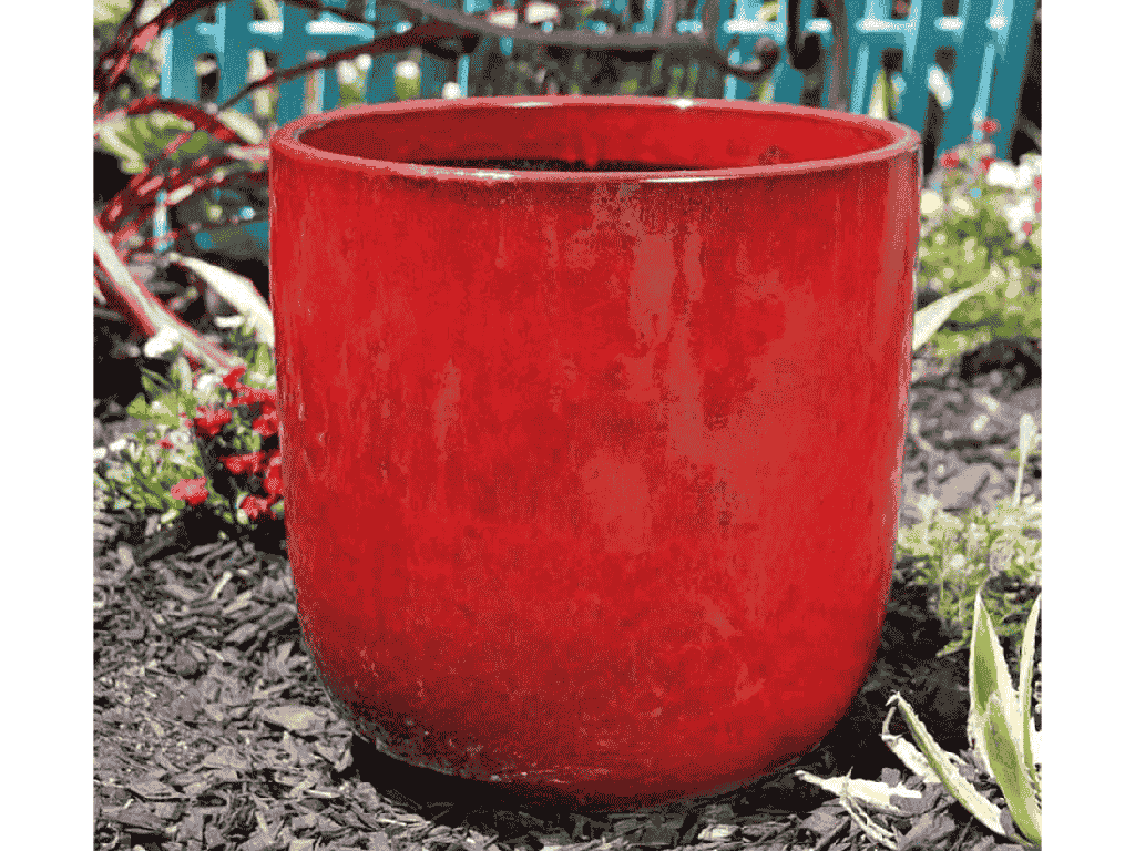 [PY-1695TRD-S4] LAGUNA BUCKET PLANTER, TROPICAL RED, SET OF 4- 14.5" X 14.5", 12.0" X 12.0", 10.5" X 10.5", 8.5" X 8.5"