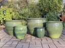 CLASSIC FISH BOWL PLANTER, JUNIPER GREEN, SET OF 5 -23"X18.5", 19"x16", 15"x15", 12"x12" ,8"x9"