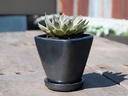 OAHU INDOOR PLANTER WITH ATTACHED SAUCER, SILVER, 7"X6.5" (SOLD IN CASE OF 4)