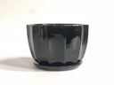 CLAMSHELL PLANTER WITH ATTACHED SAUCER, BLACK, C SIZE, 6.5"X4.5" (SOLD IN CASE OF 6)