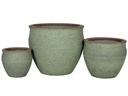 BASIN PLANTERS, GREEN LIME STONE, SET OF 3- 21.0"X17.5", 16.0"X13.0", 11.0"X9.5"