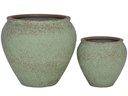 COLOSSAL PLANTER, GREEN LIME STONE, SET OF 2- 21.5"X19.0", 14.0"X13.0"