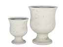 STONE URN PLANTER, IVORY NATURAL STONE, SET OF 2- 21.5"X27.0", 15.0"X18.0"